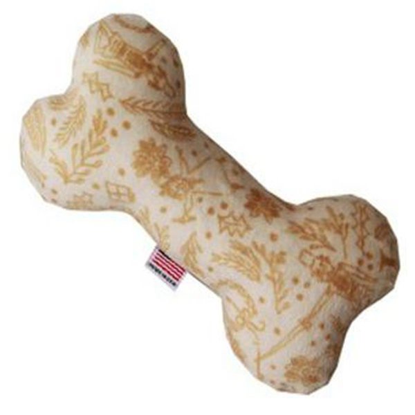 Mansbestfriend 6 in. Plush Bone Dog Toy Cream Holiday Whimsy MA921941